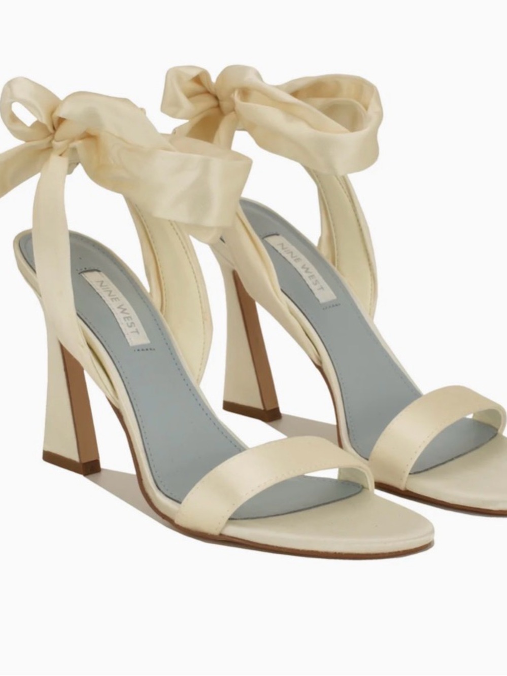 Nine West Kelsie Satin Lace-Up Sandal in Ivory